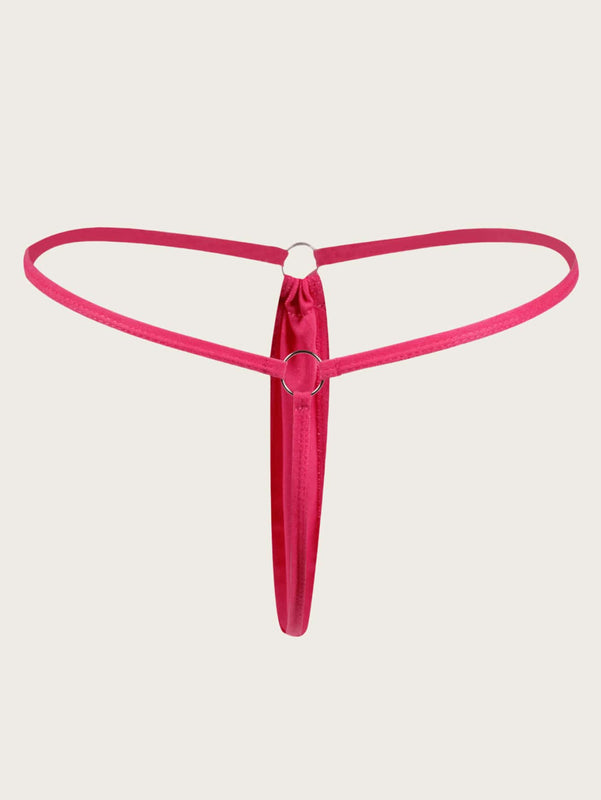 Conjunto de 5 piezas de ropa interior sexy para mujer, con braguita tanga de seda lechosa comoda y de cintura baja, en unicolor. Simple y versatil