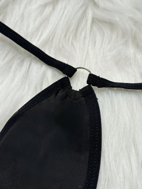 Conjunto de 5 piezas de ropa interior sexy para mujer, con braguita tanga de seda lechosa comoda y de cintura baja, en unicolor. Simple y versatil