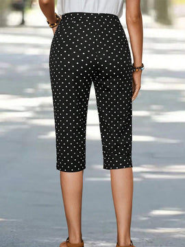 EMERY ROSE Pantalones capri de lunares impresos para mujer para vacaciones y tiempo libre