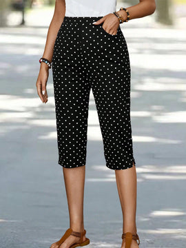 EMERY ROSE Pantalones capri de lunares impresos para mujer para vacaciones y tiempo libre