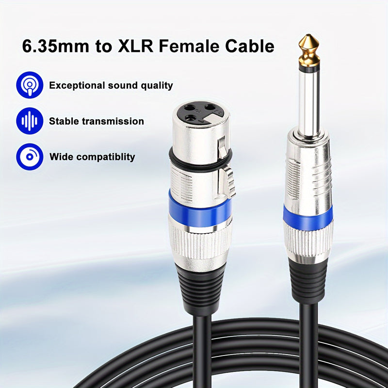 Cable de Audio i-Zclive de Alta Calidad de 6.35mm a XLR Hembra, Macho a Hembra, Aleación de Zinc, Doble Blindado para Transmisión Estable, Ideal para Micrófonos y Tarjetas de Sonido a Consolas de Mezcla