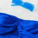 WYWH Blusa de hombros descubiertos azul de mujer con holguras, top retorcido elastico para vacaciones, playa, ocasiones casuales, juveniles, de graduacion, regreso a clases, Pascua, fiesta de jardin o atuendos para te de la tarde.