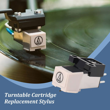 Cartucho LP de Alta Fidelidad con Doble Imán Móvil - Elíptico, Blanco y Negro, Compatible con el Tocadiscos AT3600L, Cuenta con Estilete de Diamante y Caballete de Fibra de Carbono para una Calidad de Sonido Mejorada