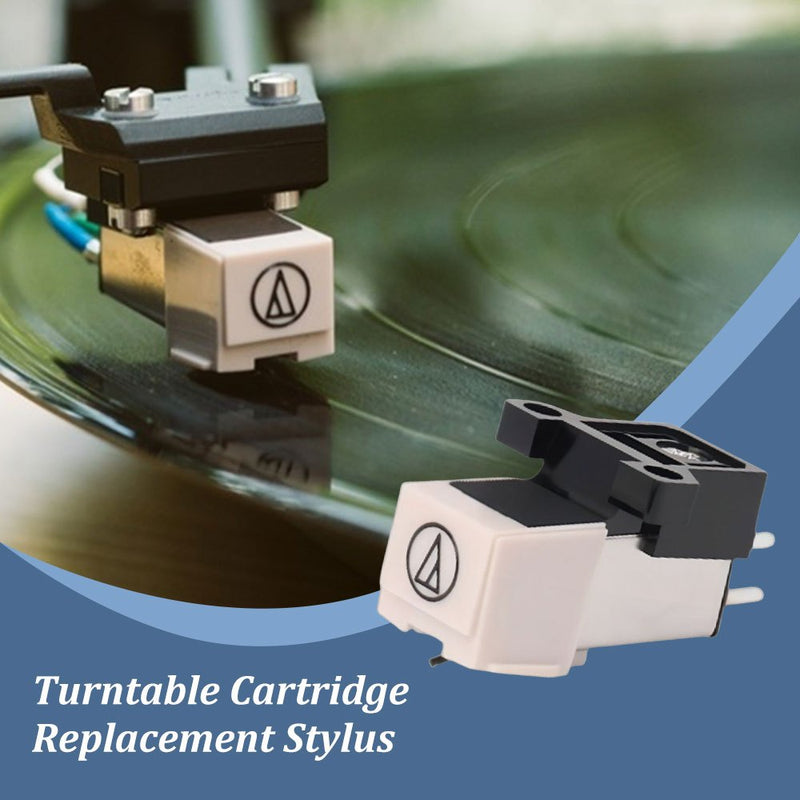 Cartucho LP de Alta Fidelidad con Doble Imán Móvil - Elíptico, Blanco y Negro, Compatible con el Tocadiscos AT3600L, Cuenta con Estilete de Diamante y Caballete de Fibra de Carbono para una Calidad de Sonido Mejorada
