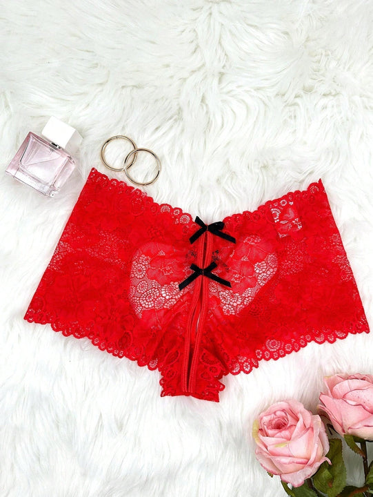 3 piezas de Tangas sexys de encaje para mujer con entrepierna abierta