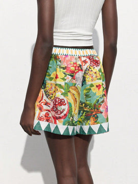 Maija Shorts de vacaciones informales para mujer con estampado