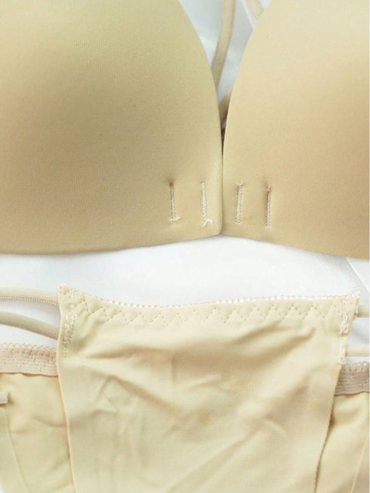 Juego de sosten y ropa interior sin costuras de 2 juegos, sosten con apertura frontal