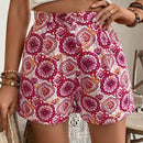 VCAY Pantalones cortos con bolsillos laterales con estampado completo para vacaciones y uso casual de mujer
