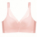 Sencillo Bra Ajustable de Primavera/Verano sin Alambrar con Soporte Lateral y Push-Up, Bottom Gruesa y Parte Superior Delgada, Cierre de Hebilla de Cuatro Filas, Anti-Caida y Anti-Bultos Laterales