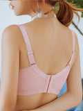 Sencillo Bra Ajustable de Primavera/Verano sin Alambrar con Soporte Lateral y Push-Up, Bottom Gruesa y Parte Superior Delgada, Cierre de Hebilla de Cuatro Filas, Anti-Caida y Anti-Bultos Laterales