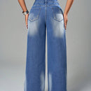 SXY Pantalones Jeans casuales para mujeres, sueltos con pierna ancha y bolsillos