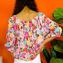 NEW  LUNE Camisa floral Ditsy de 3/4 con cuello redondo para mujer (impresion aleatoria)