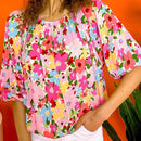 NEW  LUNE Camisa floral Ditsy de 3/4 con cuello redondo para mujer (impresion aleatoria)