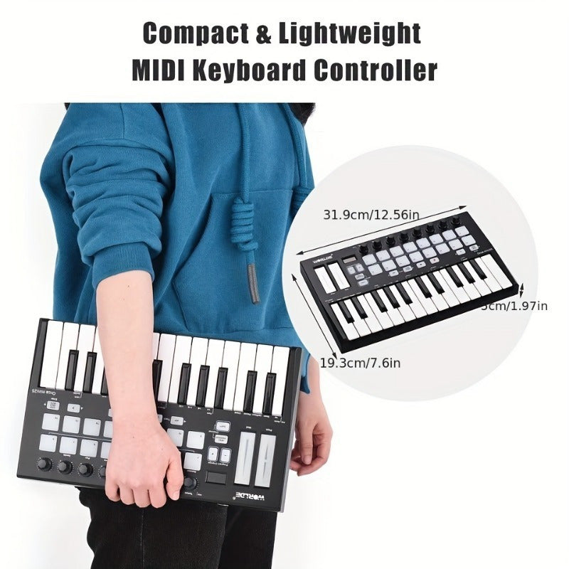 Orca Mini25 Teclado Controlador MIDI USB de 25 Teclas Controlador MIDI USB Con 16 Pads Desencadenantes RGB Retroiluminados Con Retroiluminación RGB