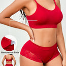 Conjunto de sujetador inalambrico sin costuras y alta elasticidad comodo para mujeres, 2 piezas