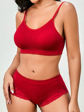 Conjunto de sujetador inalambrico sin costuras y alta elasticidad comodo para mujeres, 2 piezas