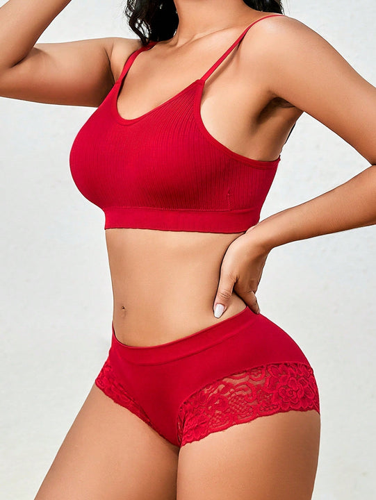 Conjunto de sujetador inalambrico sin costuras y alta elasticidad comodo para mujeres, 2 piezas