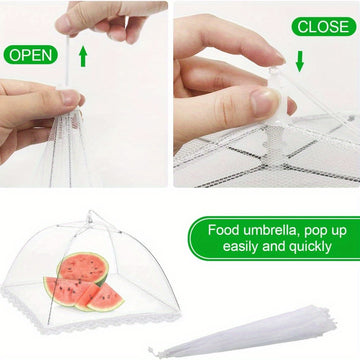 3 piezas, cubiertas plegables para alimentos, carpas de malla anti moscas/bichos/mosquitos, protector de alimentos para picnic, camping y asados, fácil de guardar