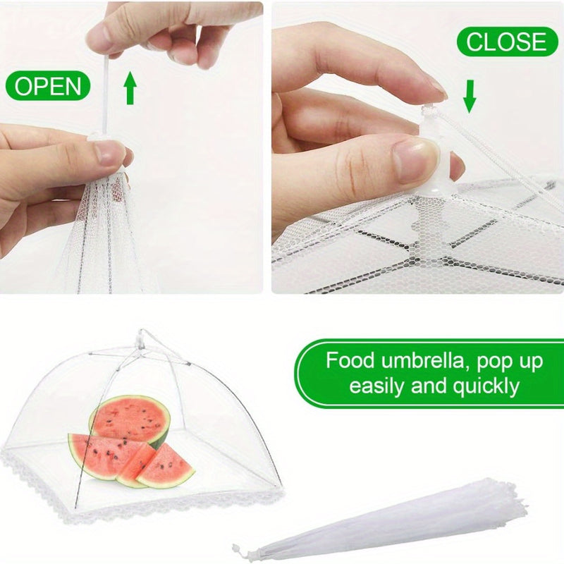 3 piezas, cubiertas plegables para alimentos, carpas de malla anti moscas/bichos/mosquitos, protector de alimentos para picnic, camping y asados, fácil de guardar
