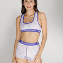 Conjunto de ropa interior deportiva casual para mujer, sujetador deportivo y conjunto de bragas de poliester estampado