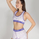 Conjunto de ropa interior deportiva casual para mujer, sujetador deportivo y conjunto de bragas de poliester estampado