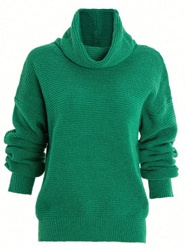 Unity Jersey De Cuello Redondo De Manga Larga Con Hombro Caido De Color Solido Para Mujer