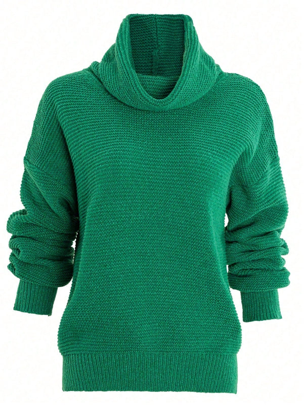 Unity Jersey De Cuello Redondo De Manga Larga Con Hombro Caido De Color Solido Para Mujer