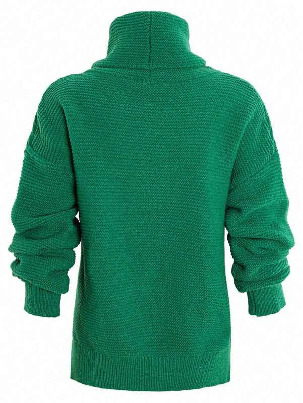 Unity Jersey De Cuello Redondo De Manga Larga Con Hombro Caido De Color Solido Para Mujer