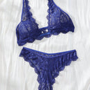 NEW  Conjunto de sujetador y panty para mujer de unicolor con detalles de encaje