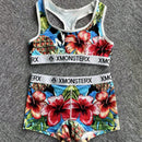 Nuevo conjunto de ropa interior deportiva para mujer transpirable, sosten deportivo y calzoncillos de poliester impresos, ideal para fitness y ciclismo