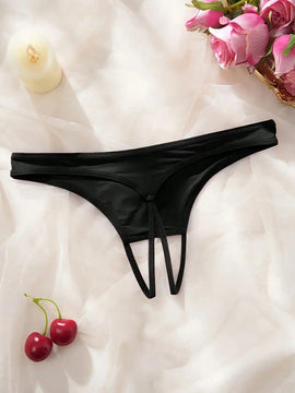 Atractivas Tangas rosadas de mujer sin costuras con estampado de letras y entrepierna abierta