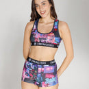Conjunto de Bra Deportivo y Panty para Mujeres con Impresion de Letras