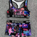 Conjunto de Bra Deportivo y Panty para Mujeres con Impresion de Letras