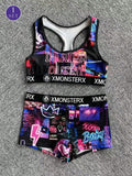 Conjunto de Bra Deportivo y Panty para Mujeres con Impresion de Letras
