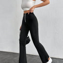 Petite pantalones acampanados con cremallera delantera con anillo-o