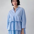 NEW FRIFUL Camisa casual de manga larga en capas con unicolor para mujeres