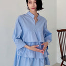 NEW FRIFUL Camisa casual de manga larga en capas con unicolor para mujeres