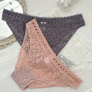 NEW 3 piezas Tanga de encaje con estampado de leopardo y cintura baja para mujeres