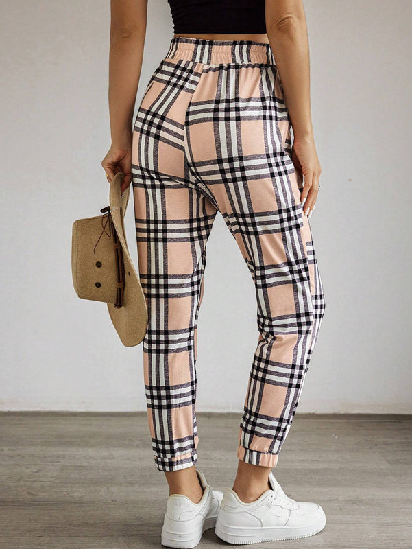 LUNE Pantalones cuadriculados casuales de moda para mujer perfecto para uso diario en el verano