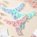 NEW Ropa interior de tanga de cintura alta con ribete de malla y volantes en colores contrastantes para mujeres