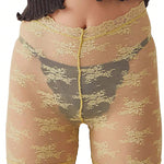 Shorts sexys e transparentes con encaje de parche para verano