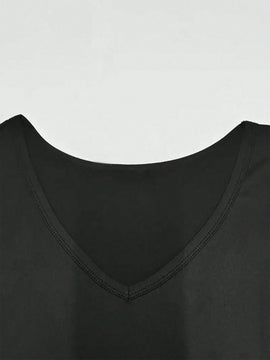 Camiseta de verano para mujer con cuello en V y estampado de letras de palmera con mangas de caida amplia y ajuste holgado, camiseta grafica