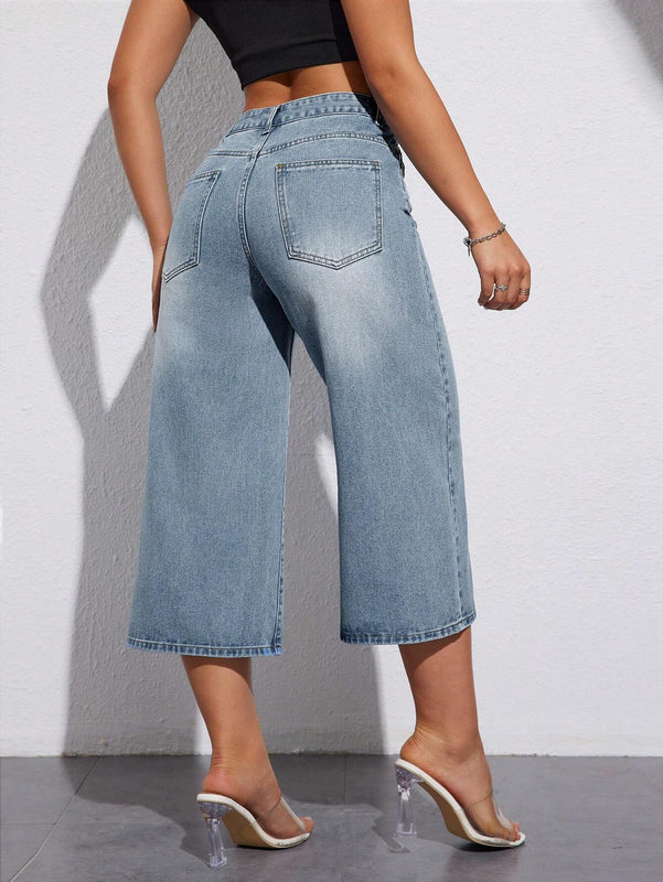 Essnce Pantalones Jeans casuales de verano de unicolor para mujer con bolsillos