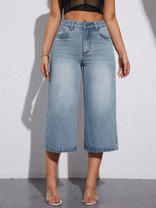 Essnce Pantalones Jeans casuales de verano de unicolor para mujer con bolsillos