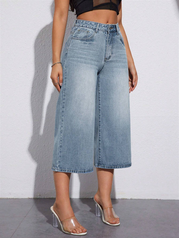 Essnce Pantalones Jeans casuales de verano de unicolor para mujer con bolsillos