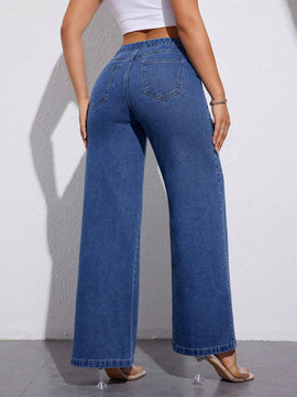 Essnce Jeans informales de pierna recta para el trabajo, Jean lavado