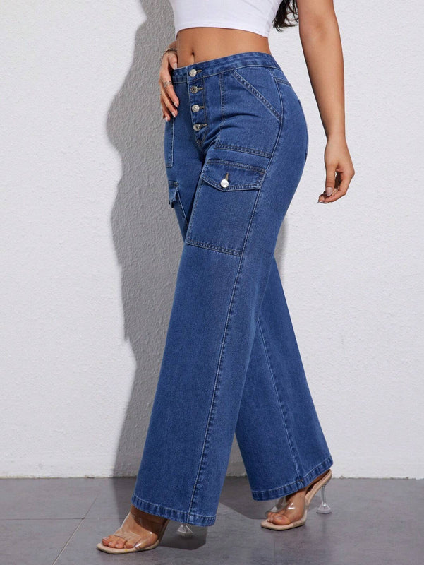 Essnce Jeans informales de pierna recta para el trabajo, Jean lavado