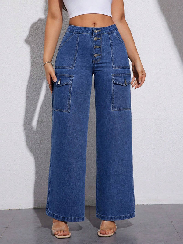 Essnce Jeans informales de pierna recta para el trabajo, Jean lavado