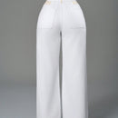 SXY Pantalones Jeans casuales de pierna ancha y unicolor para mujer
