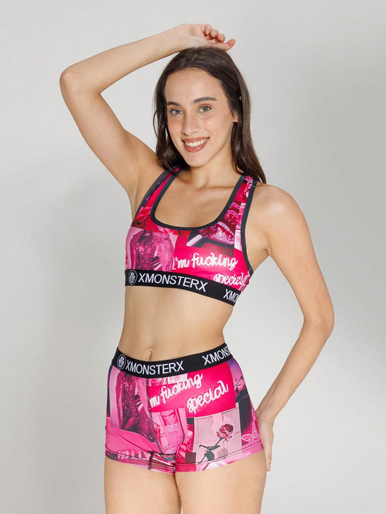 Nuevo conjunto de ropa interior deportiva transpirable de poliester para mujeres, que incluye sujetador deportivo y bragas para actividades al aire libre, equitacion y fitness